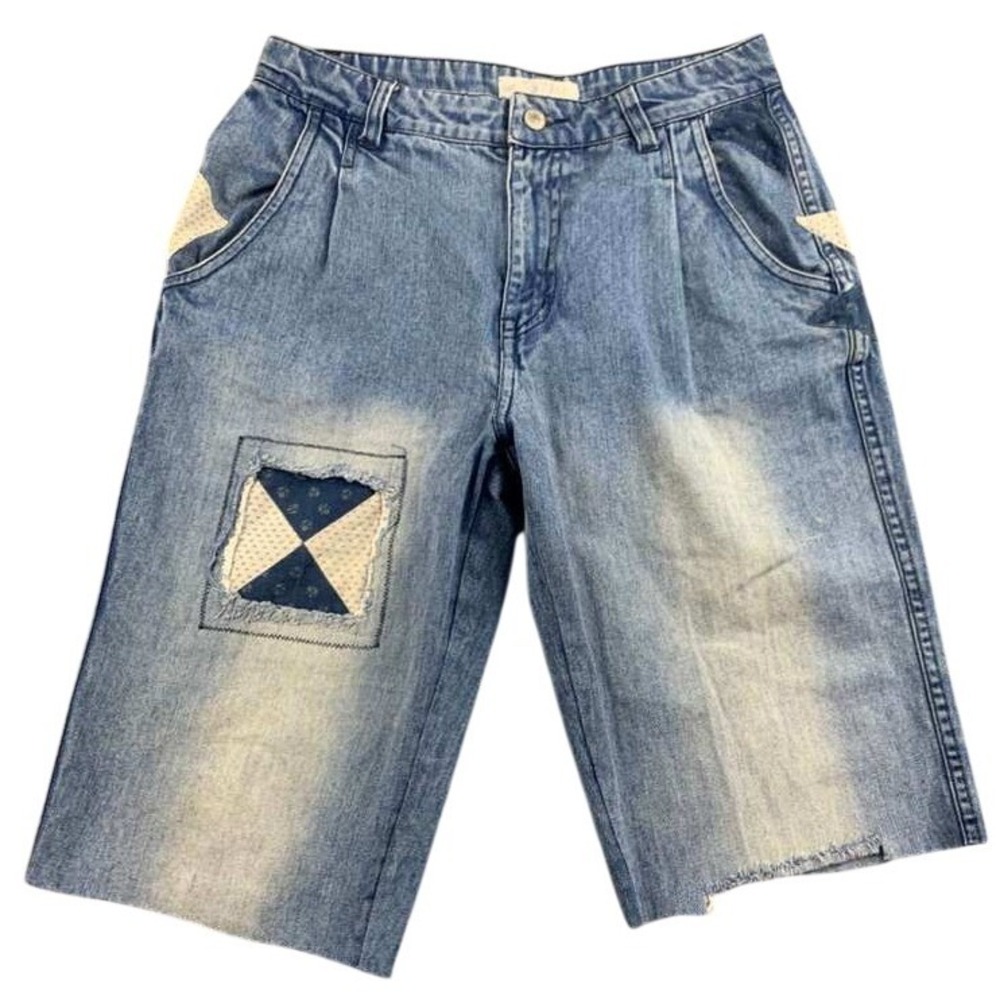 Free People Shorts Women 27 Blue We The Free Down To Earth Patchwork Star Denim